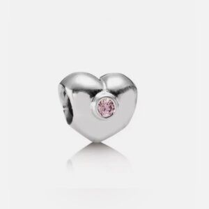 Authentic Pandora Retired ‘Pink CZ Puffed Heart’ Sterling Silver S925 Ale Charm